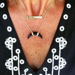 Stella & Dot Black Arc Pavé Pendant Necklace NWT